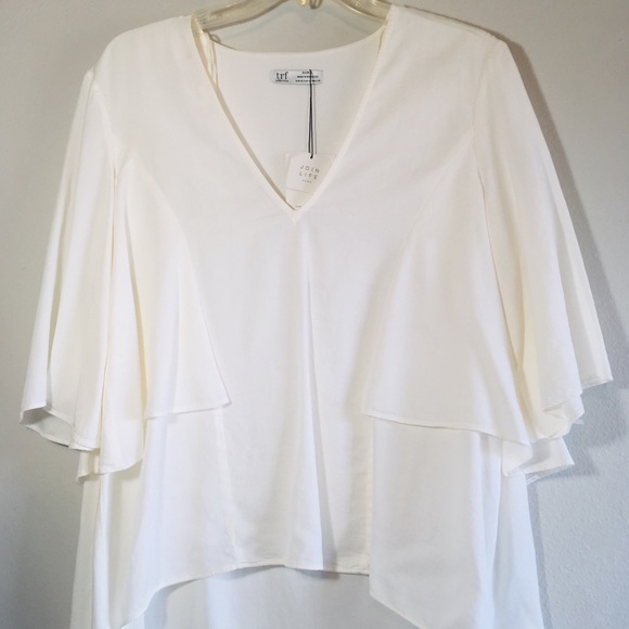 Zara Tiered Top High Low Tunic Oversized Top White - Picture 3 of 8